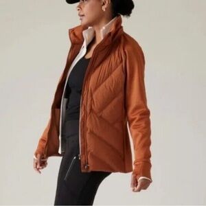 ATHLETA Inlet Jacket Slim Fit Pockets Hooded Detachable Sequoia Brown Size Small